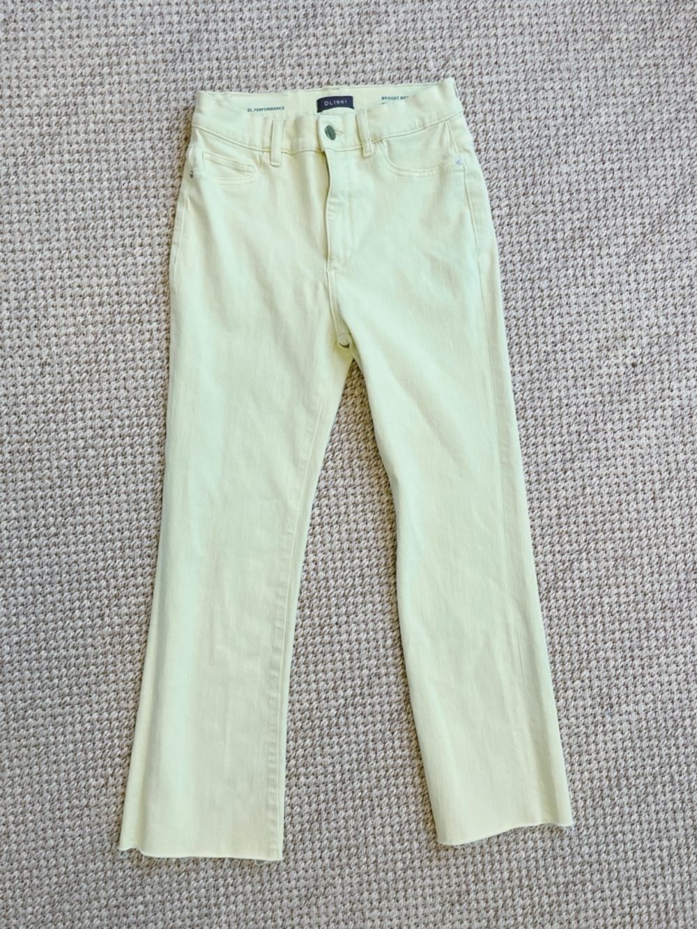 DL1961 Women’s Bridget Boot High Rise Instasculp Yellow Straight-Leg Jeans